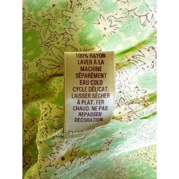 April Cornell Yellow Floral Midi Dress Rayon Ruffle Overlay V-Neck Size M - Picture 8 of 8